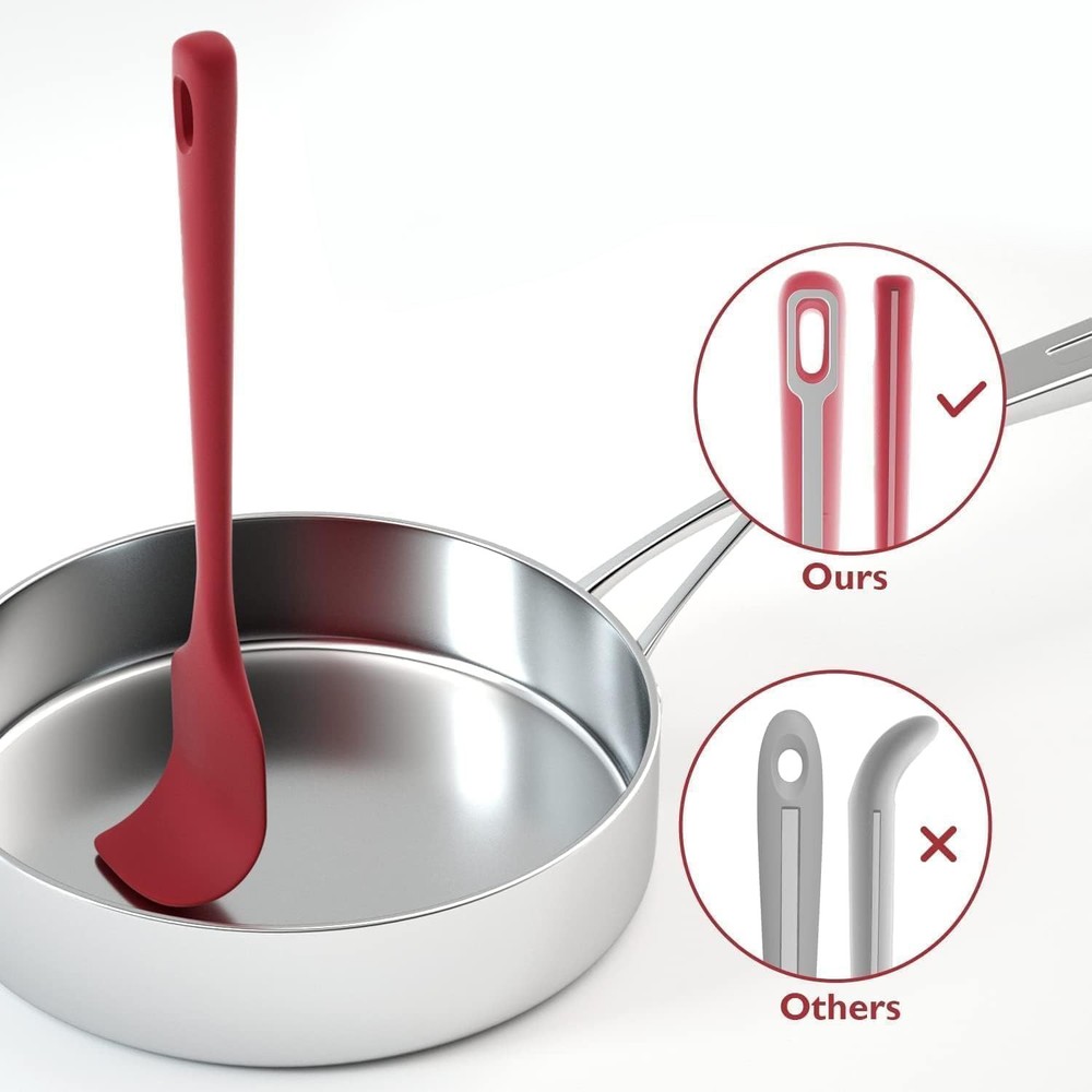Rubber Spatula Set 4 Pcs, Nonstick Cookware Safe, Red