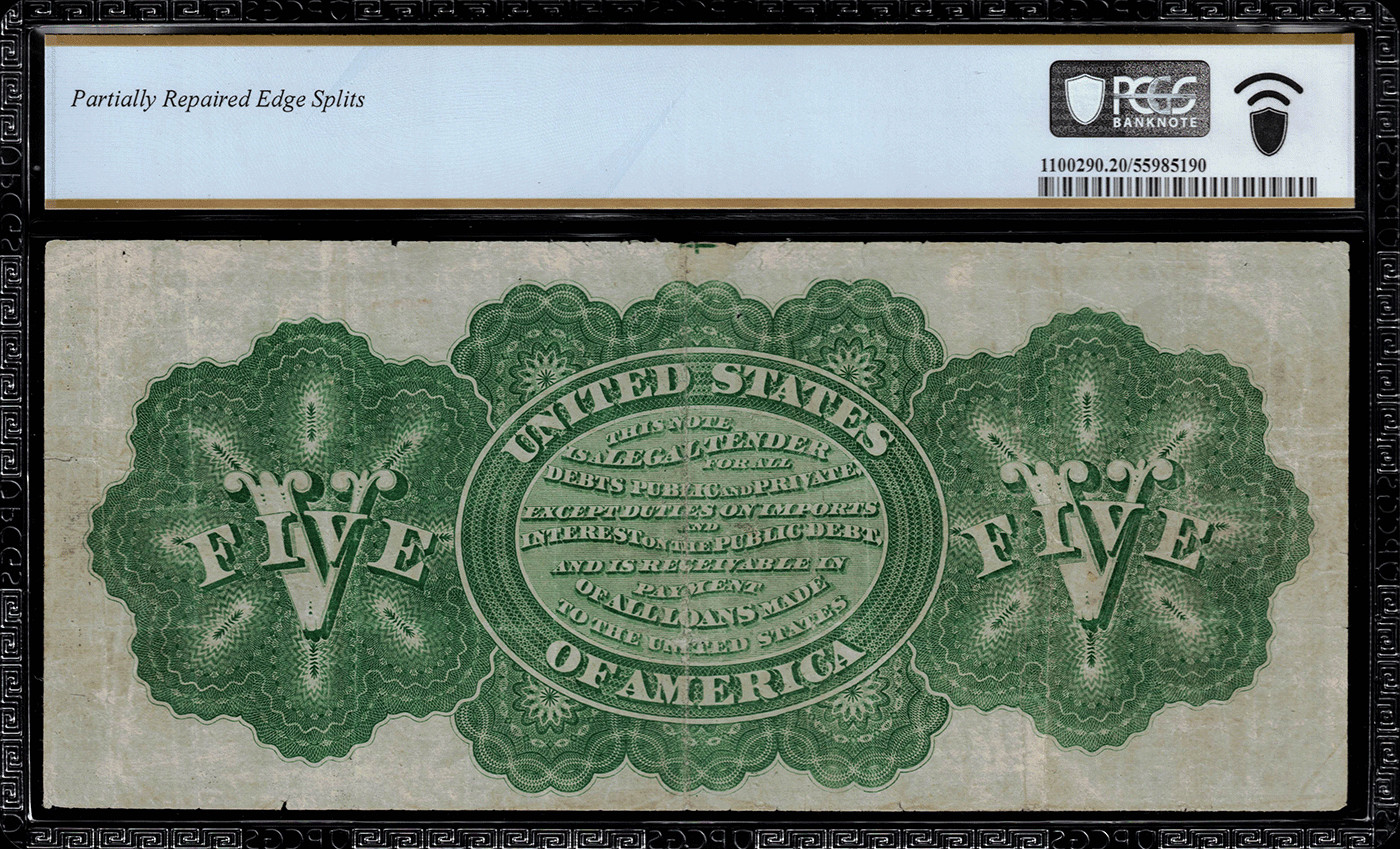 1863 $5 Legal Tender FR-63b - Graded PCGS 20 Comment - Very Fine