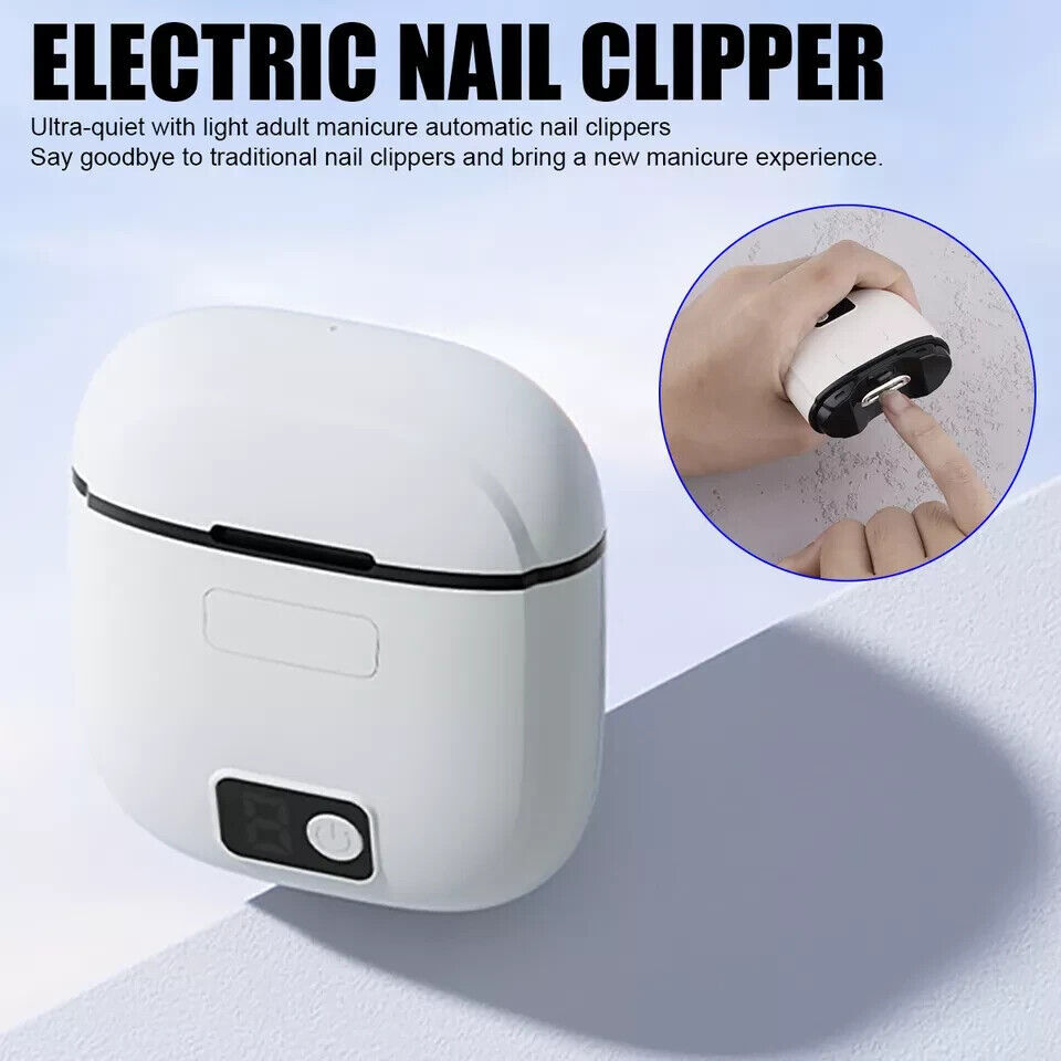 Safety Electric Automatic Nail Clippers Toe Thick Nails Cutter Pedicure White