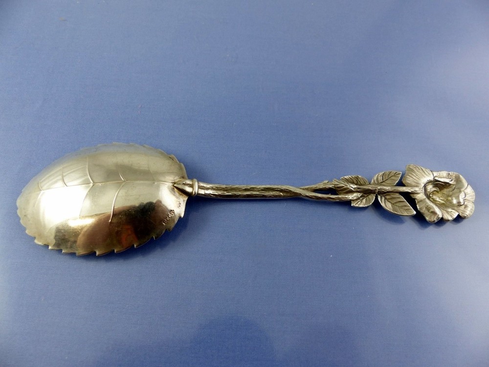unknown ROSE HANDLE SERVING SPOON 800 SILVER BY CW