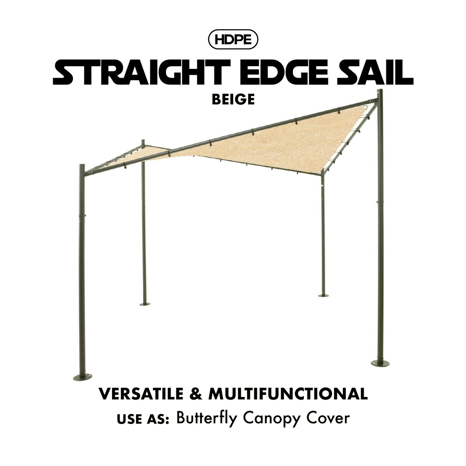 Heavy Duty Straight Edge Sun Shade Sail Pergola Canopy 90% Shade Cloth w/Grommet
