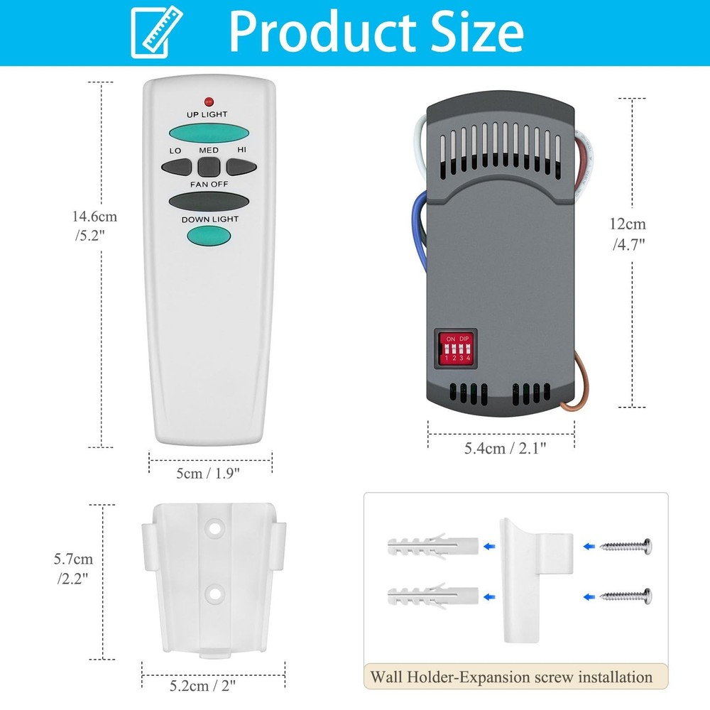 Ceiling Fan Remote Control Kit with Up Down Light, Replacement for Hampton Bay