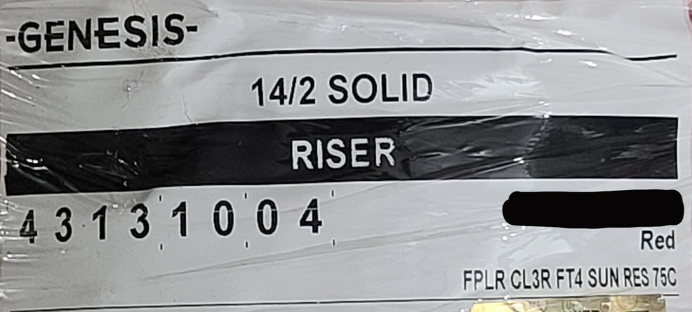Southwire Genesis 4313 14/2C Solid Riser Fire Alarm/Security Cable Red /100ft
