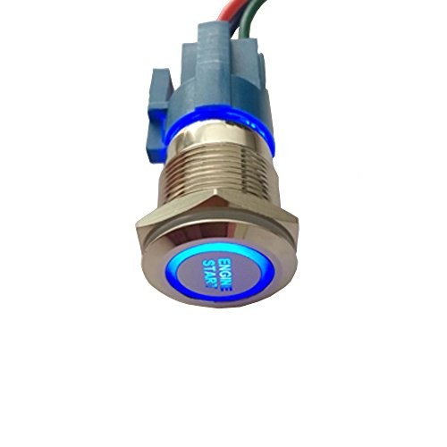 12V Car Vehicle Blue LED Light Headlight Push Button Metal Toggle Switch blue