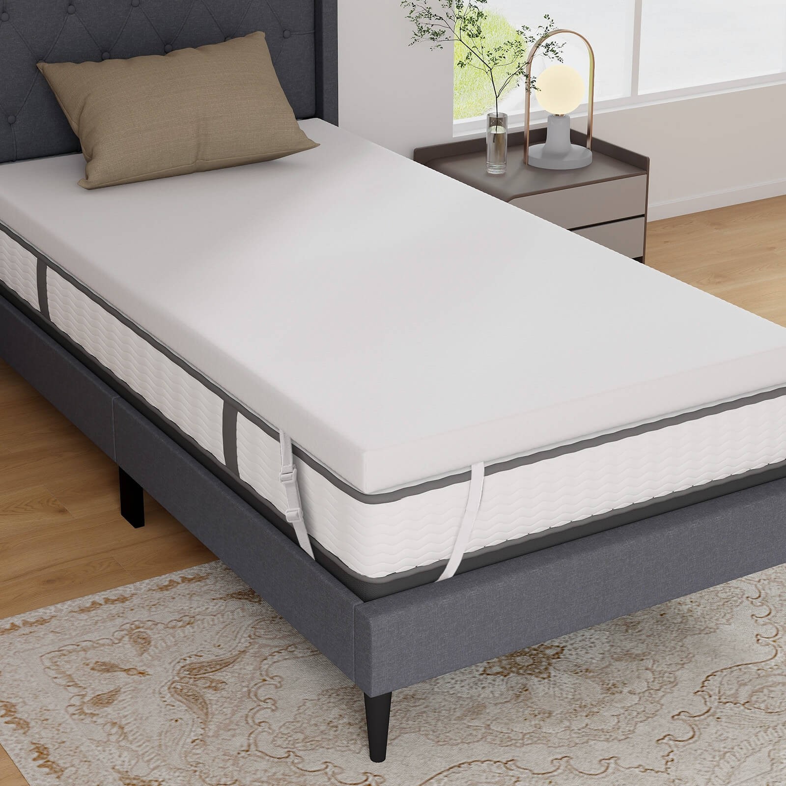 3“ Gel-Infused Memory Foam Mattress Topper w/ Removable & Washable Cover Twin