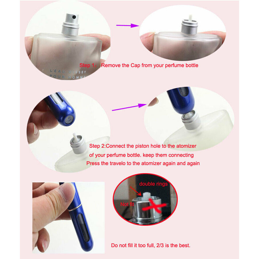 5PCS 8ML Mini Refillable Perfume Atomizer Bottle Travel Portable Spray Pump Case