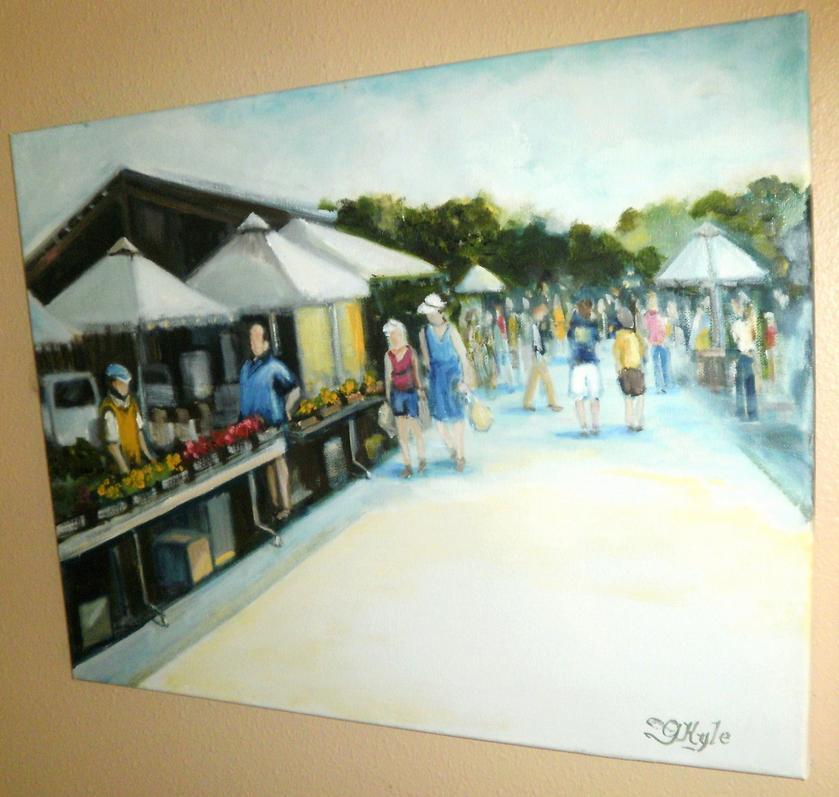 Florida Scene Volusia County Fairgrounds Farmers Market Oil Painting
