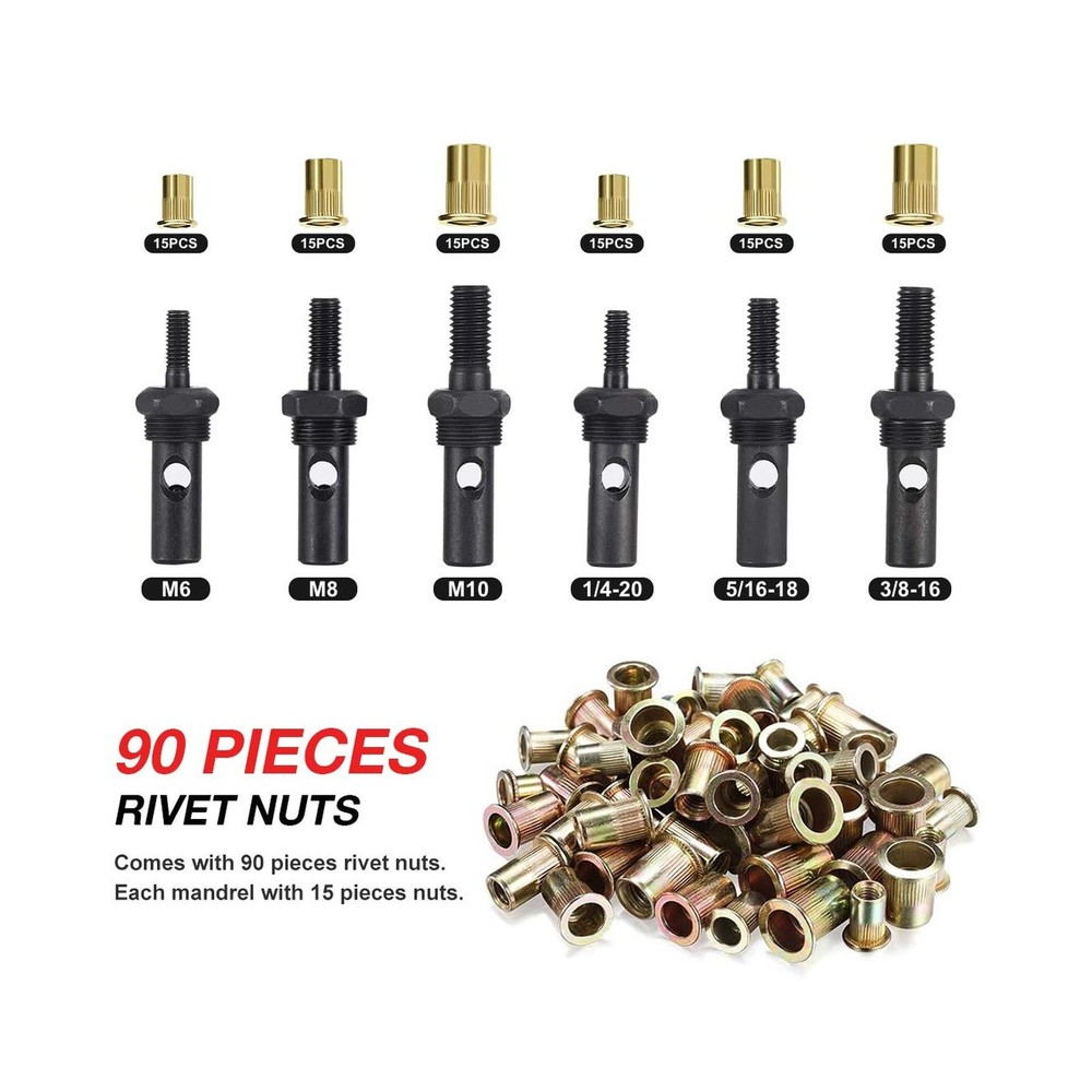 AOBEN 14" Rivet Nut Tool, Professional Hand Rivet Nut Setter Kit Labor-Saving...