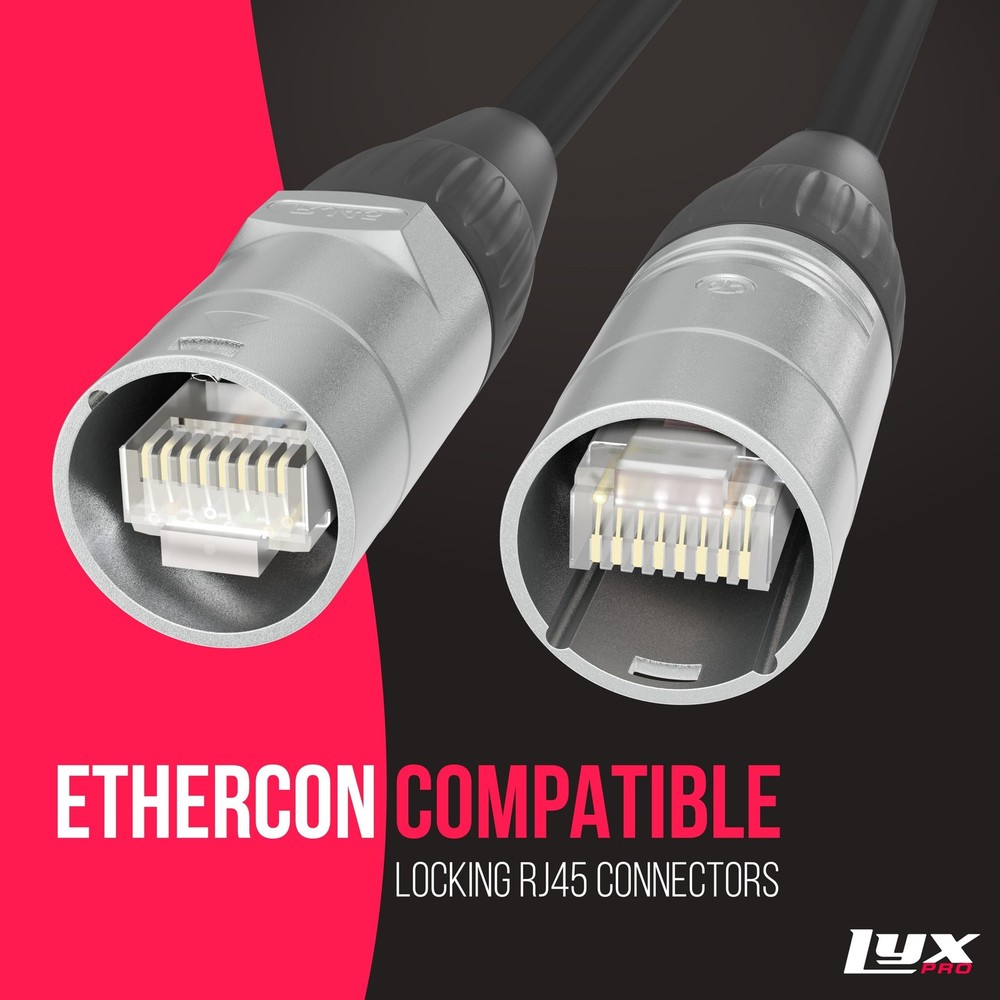LyxPro 100 Feet Shielded CAT6 Ethercon Cable - Professional Audio & Lighting ...