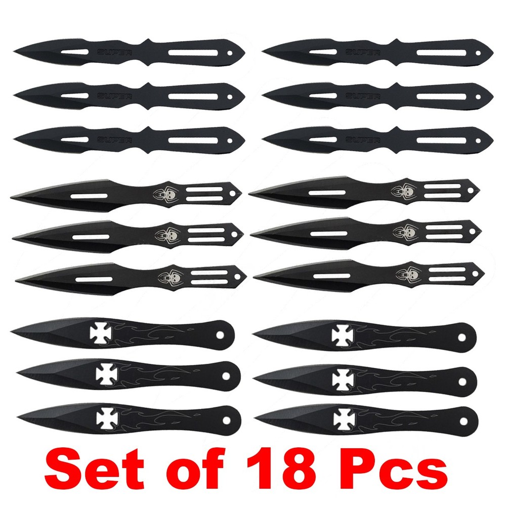 18 Pack 5.5 Inch Black Throwing Knives set
