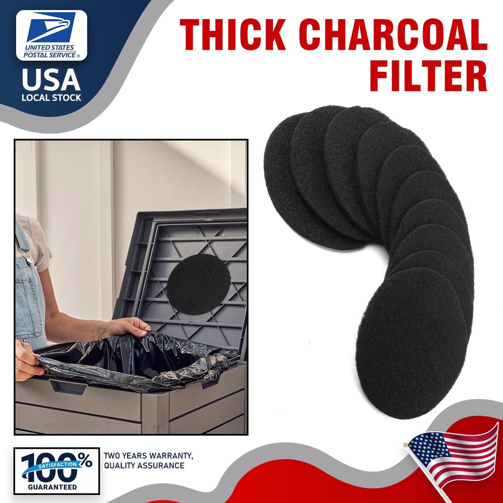 Charcoal Filter Replacements Kitchen Compost Bin Round 6.7" 0.4" Thick 10 Pcs
