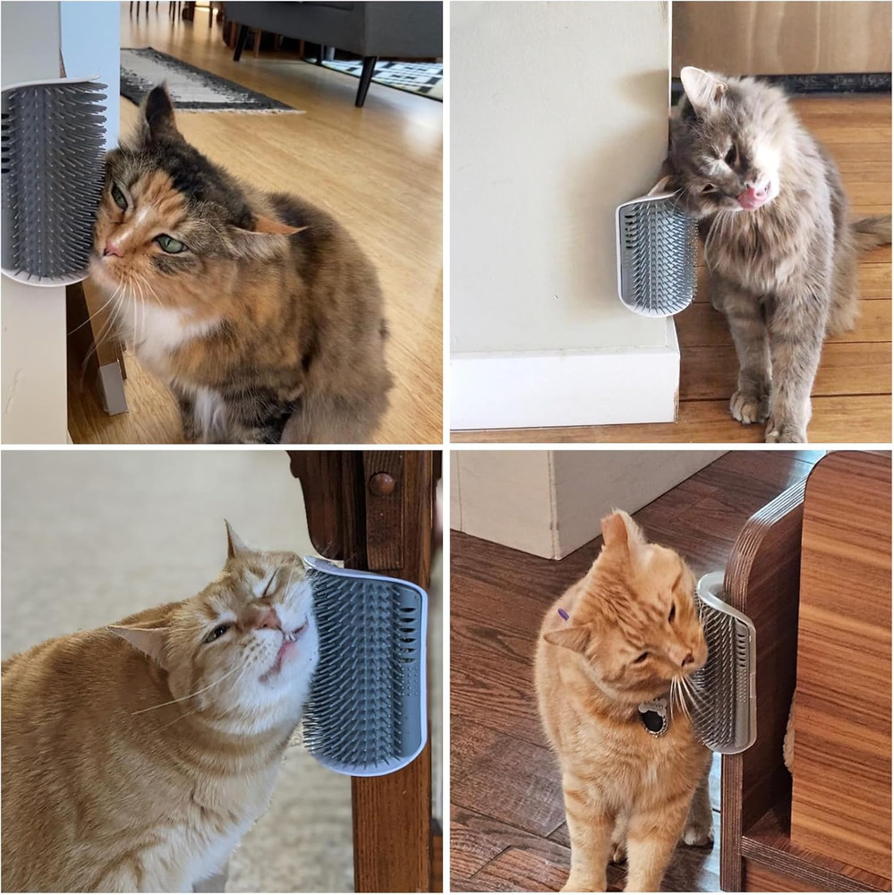Cat Corner Self Groomer 2 Pack Wall Mounted Scratch Brush with Catnip