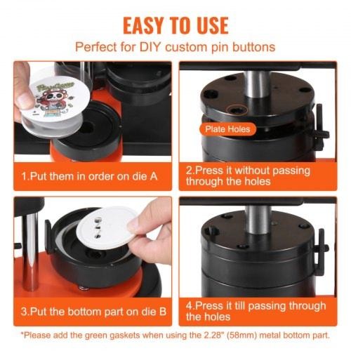 Button Maker Machine 228 inch58mm Pin Maker with 100pcs Button Parts