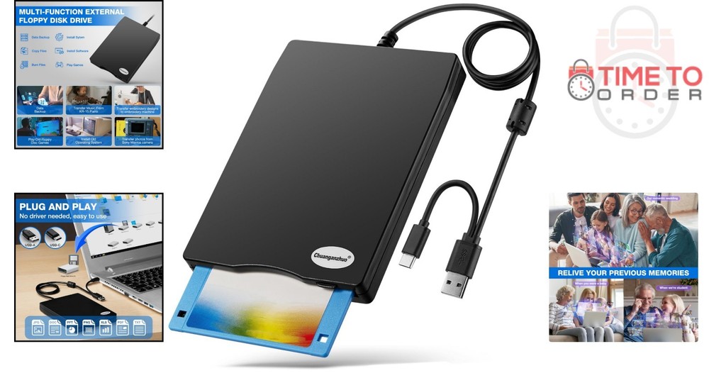 External USB Floppy Disk Drive 3.5 Inch for Windows PCs Data Recovery