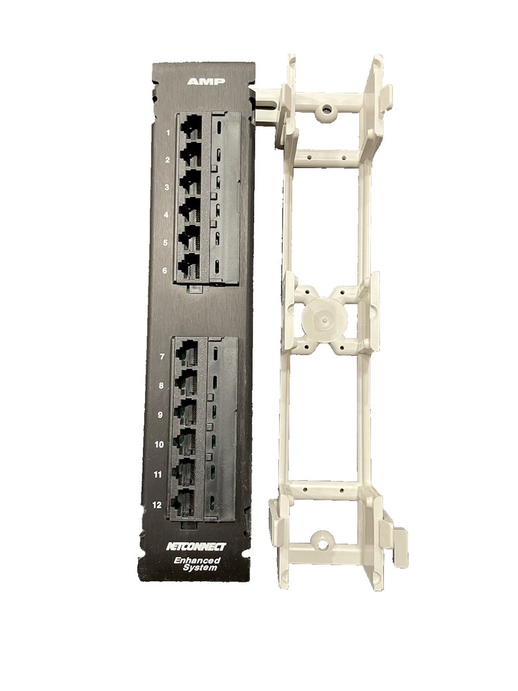 AMP NetConnect Cat5e UTP 12 Port Network mini Patch Panel 110 with mount bracket
