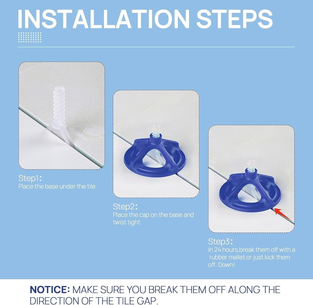 🆕 297 Tile Leveling Spacers Base Plates for Blue Cap Tile Leveling System 3MM