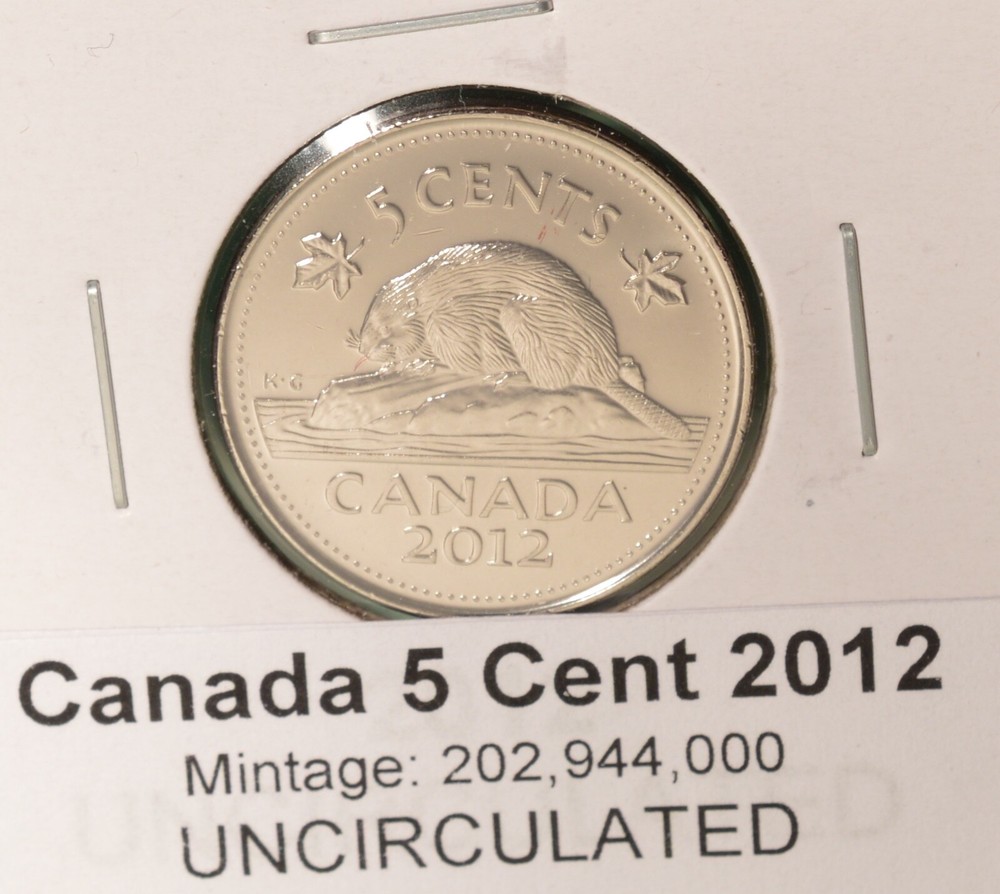 2012 Canada 5 Cent - UNCIRCULATED from Mint Roll 🇨🇦