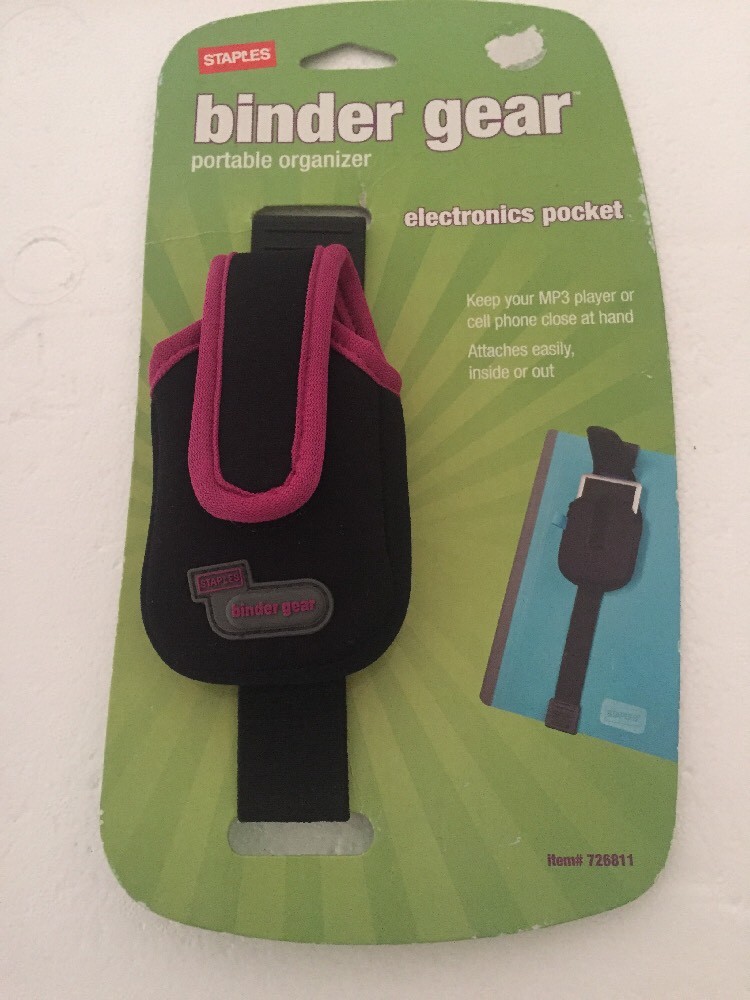 BINDER GEAR PORTABLE ORGANIZER ELECTRONICS POCKET ATTACHES EASILY INSIDE OR OUT