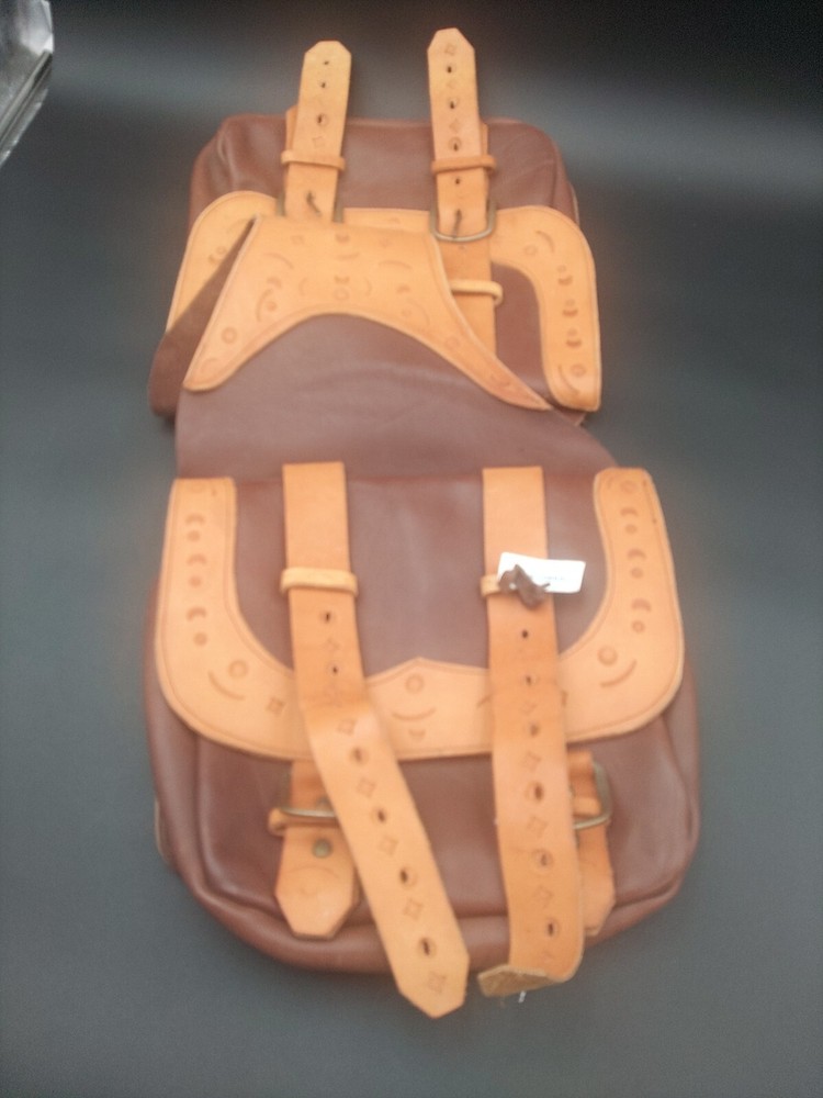 Handmade Light/Dark Brown Leather Western Saddle Bag