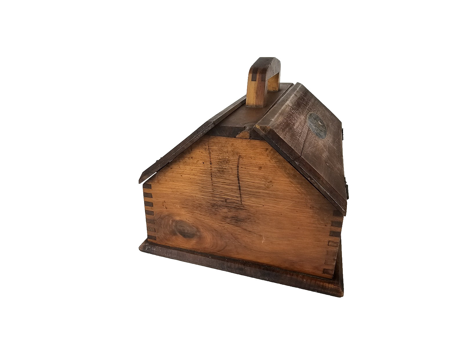 Vintage Wooden Sewing Jewelry Keepsake Box w Handle Floral Decal Craft Storage