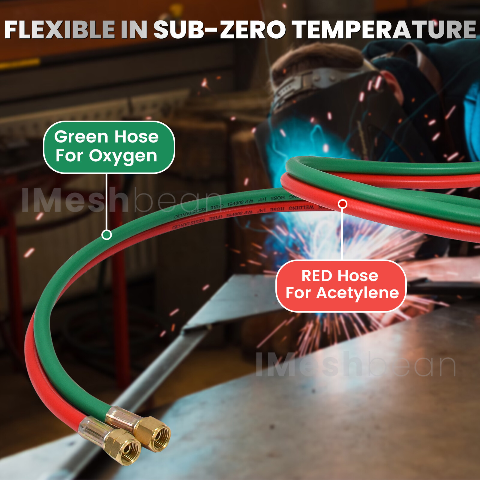 25/50/100 FT Oxygen Acetylene Hose 1/4 Inch Twin Welding Hose Cutting Torch Hose