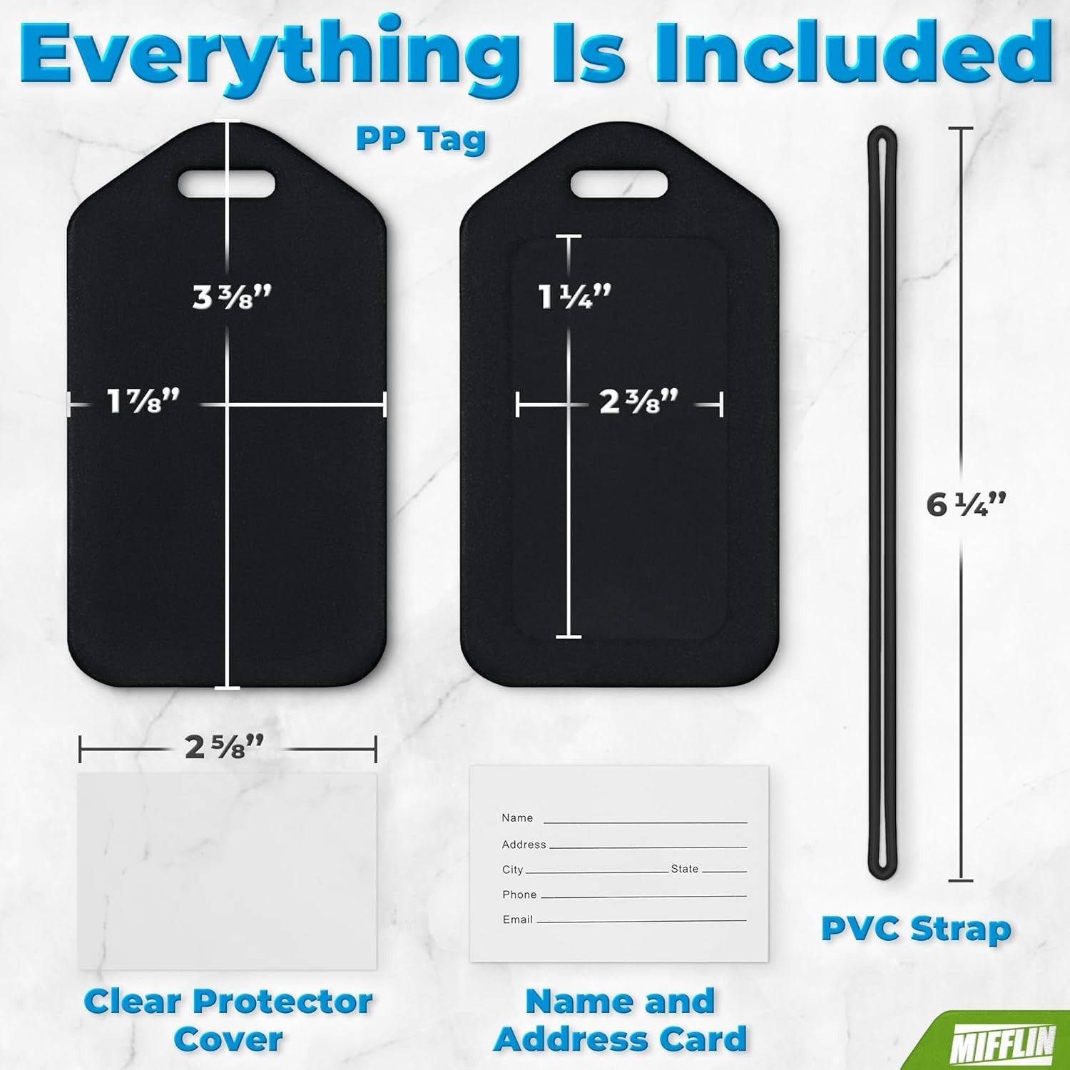 Reliable Luggage Tags Set - 6 PVC Tags with Protective Film for Travel Ease