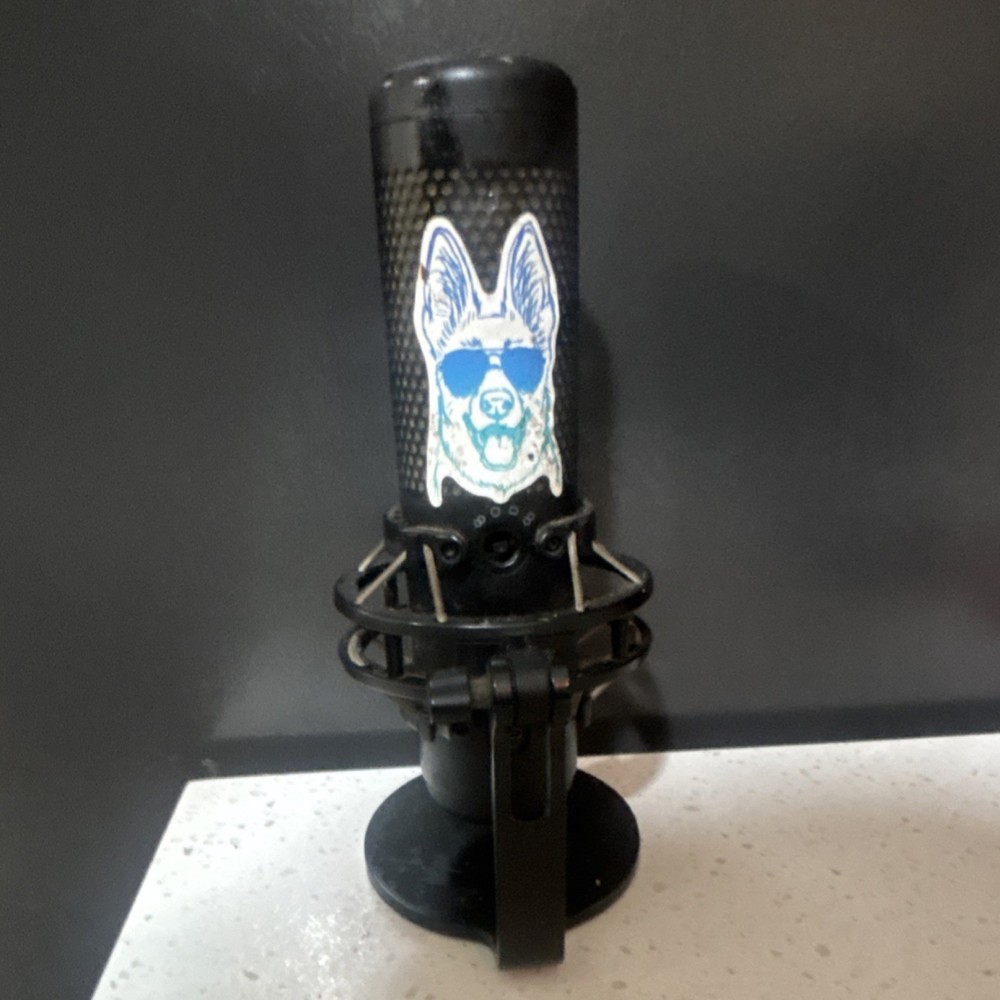 HyperX Black Freestanding Computer Microphone with Stand & Custom Sticker