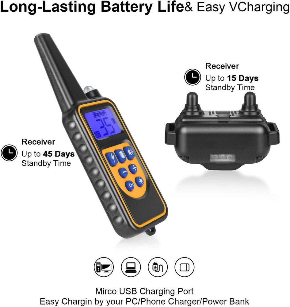 Dog Training Collar, Remote Rechargeable Waterproof Vibration Training Collar, w
