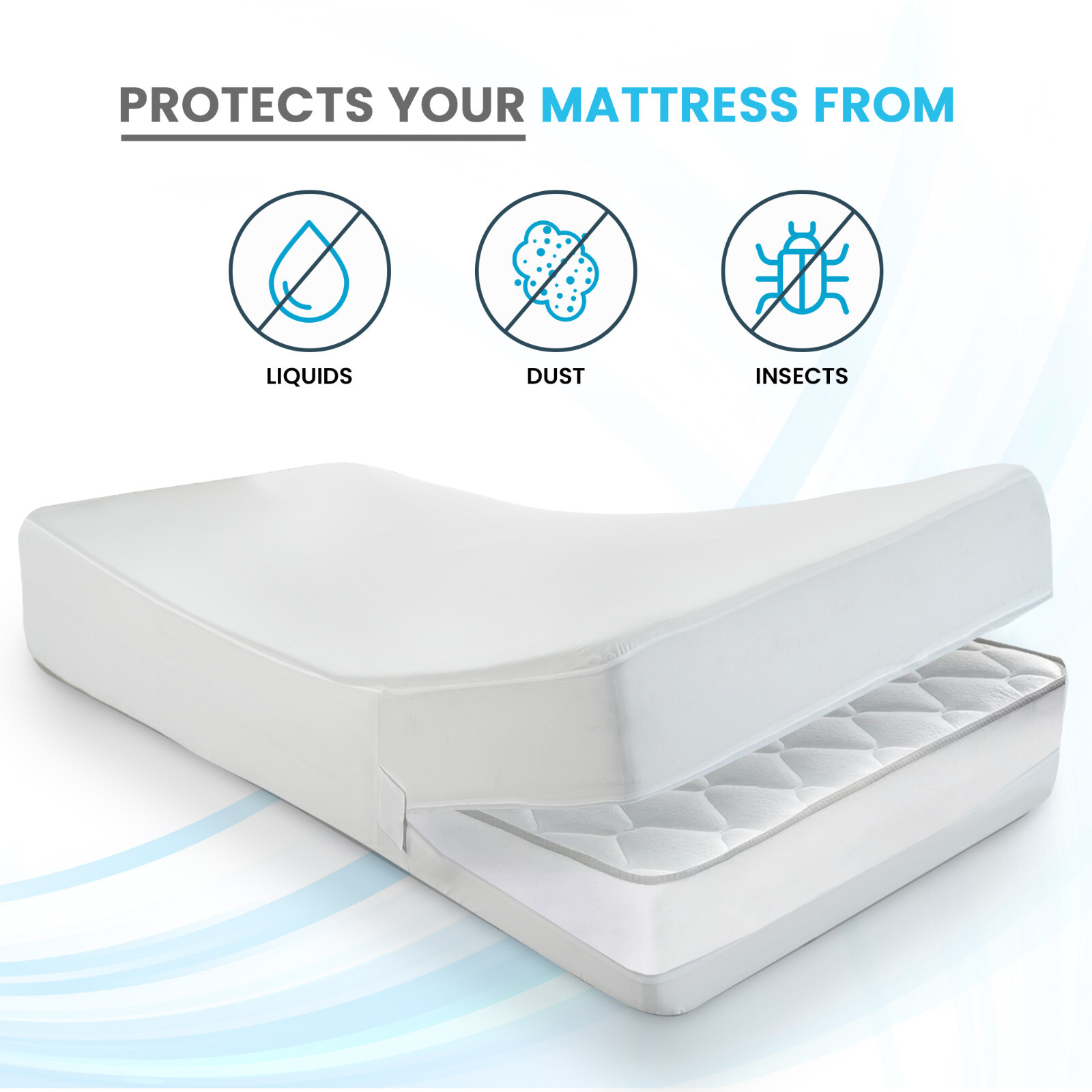 Mattress Encasement Waterproof Protector Zippered Deep Pocket Bed Bug Protector