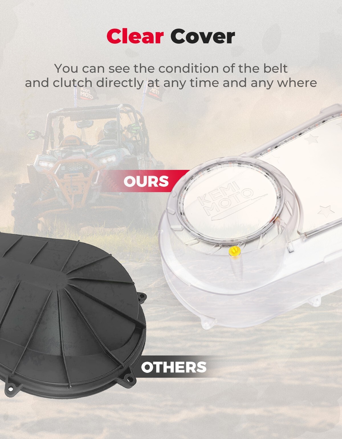 2207124 Clear Outer Clutch Cover w/RGB Lights for Polaris RZR XP 1000/4 Ranger