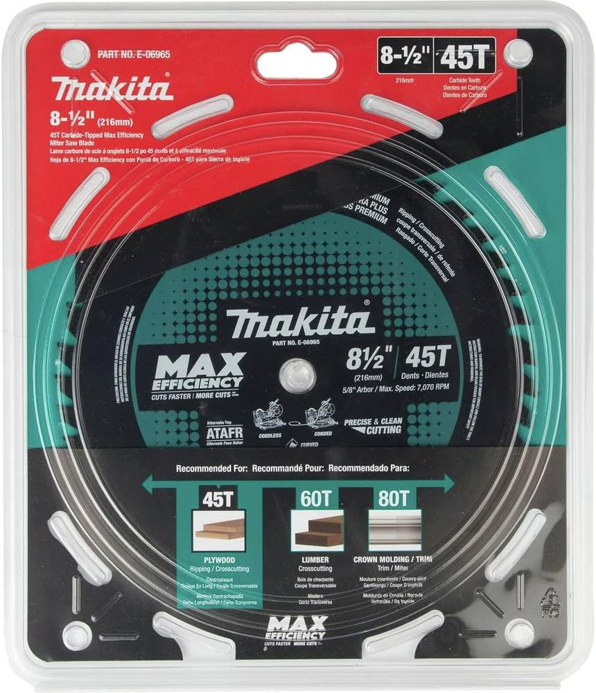E-06965 Max Efficiency 8-1/2" 45 Tooth Thin Kerf Miter Saw Blade