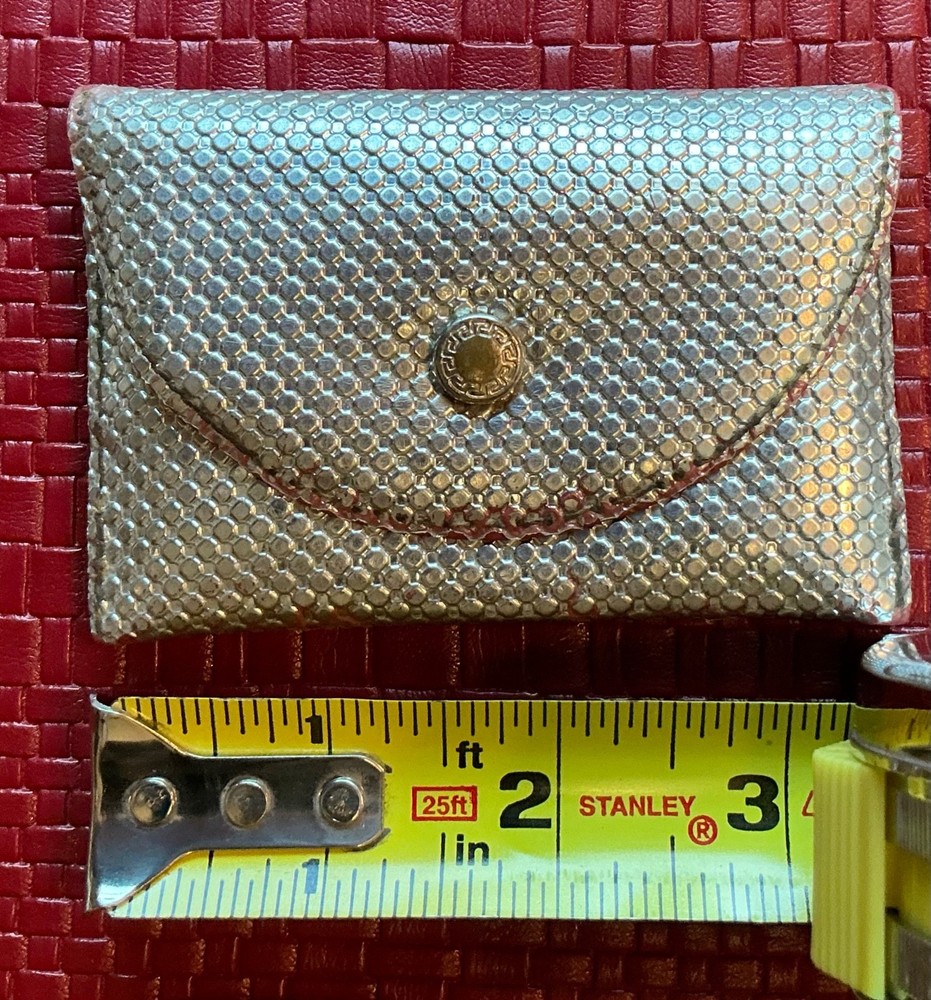 VTG Silver Colored Rosary And Card Wallet Snap Button Case