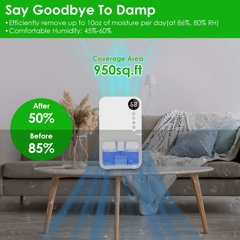 Portable 37OZ Dehumidifier with Sleep Mode & 24H Timer for Small Spaces