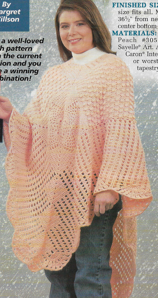 Lady's Pineapple Poncho crochet pattern instructions