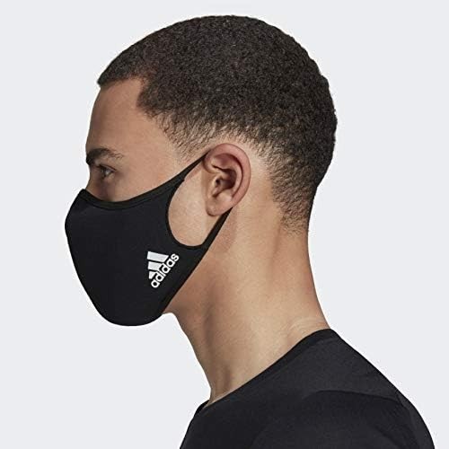NWT Adidas Face Cover Soft Washable Reusable 2 Layer Machine Black 3 Pack SMALL