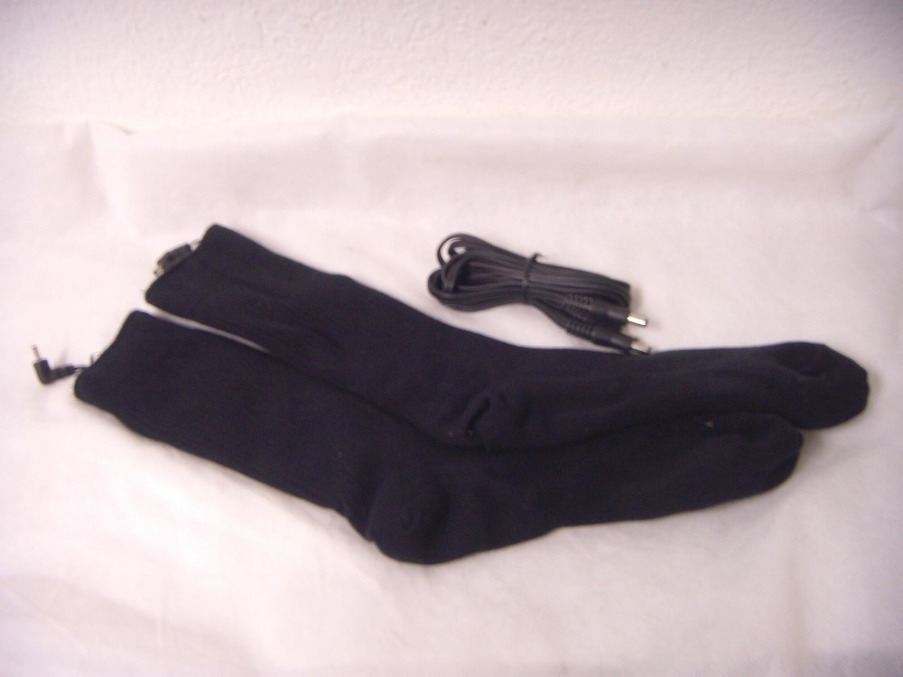 BLACK MOTORCYCLE HEATED SOCKS WITH CORDS