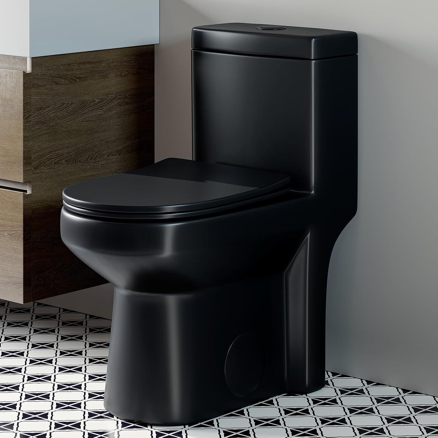 HOROW Small Compact One Piece Toilet with Soft Closing & UF Seat 12'' Rough-In