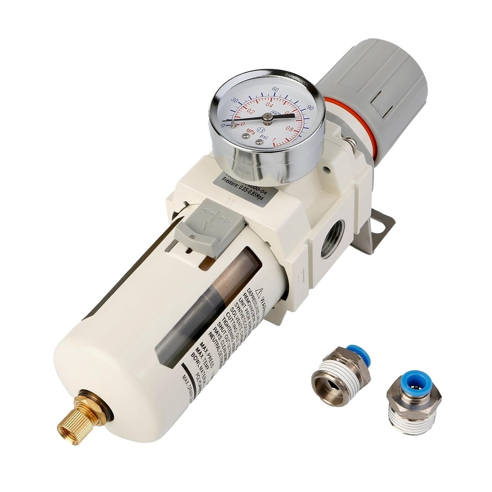 WeiTeng 1/2" NPT Compressed Air Filter Regulator Combo, 5 Micron Brass Filter