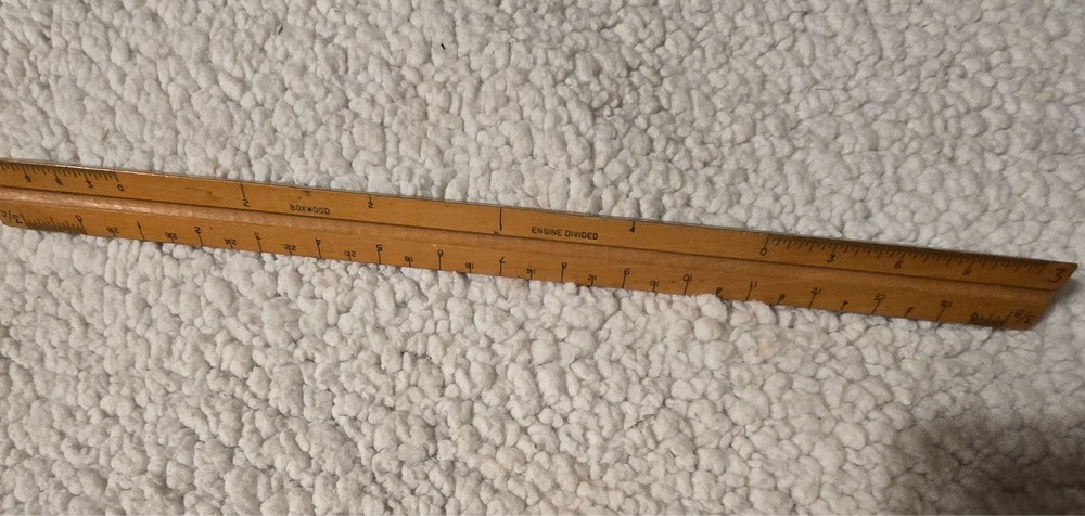Vintage Post Boxwood 3-Sided Ruler #1301 - Engineering, Drafting ENGINE DIVIDED