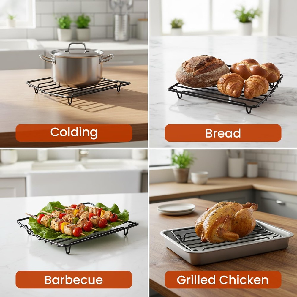 TreeLen Roasting Rack for Pan,Baking Cooking, 10*8'', Black