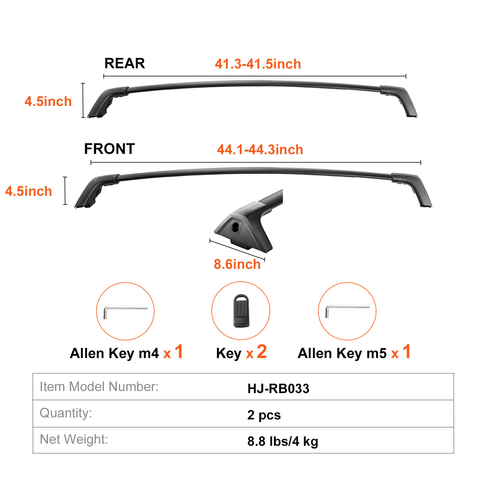 Roof Rack Crossbar for TOYOTA RAV4 2019-2022 Aluminum with Lock 2 PCS