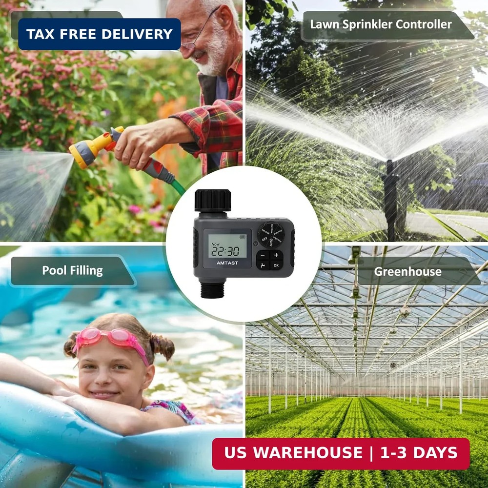 Sprinkler Timer Programmable Garden Hose Faucet Timer with Rain Delay/Manual/Aut