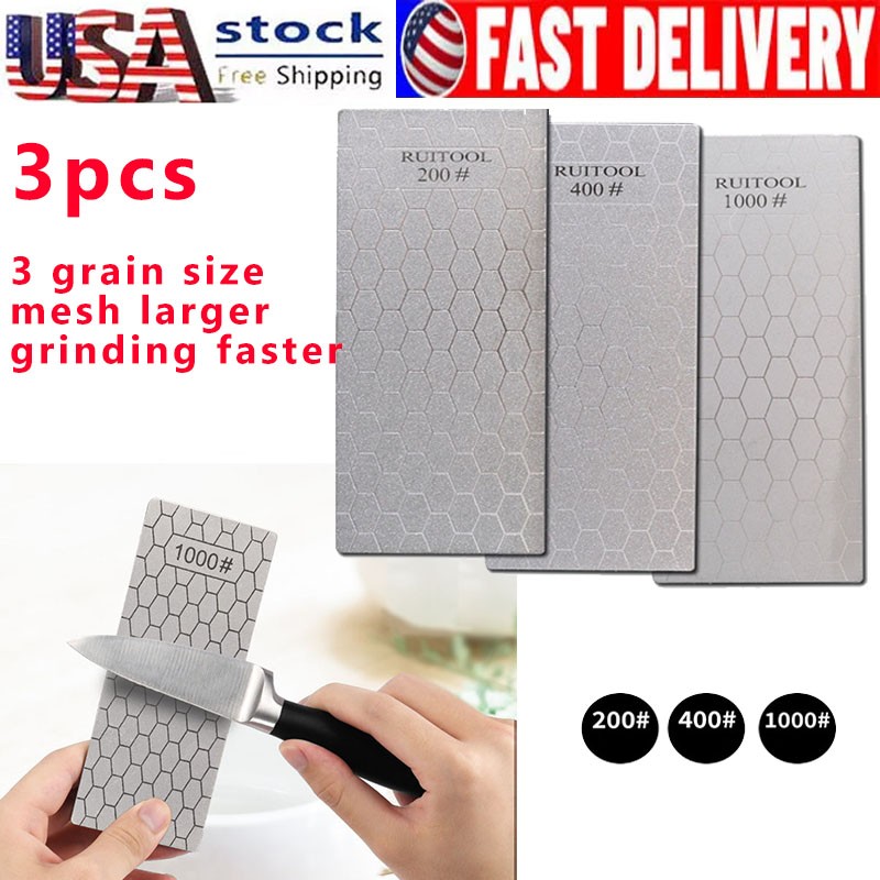 3Pcs Diamond Sharpening Stone Professional Knife Sharpener Stone Honing Plate