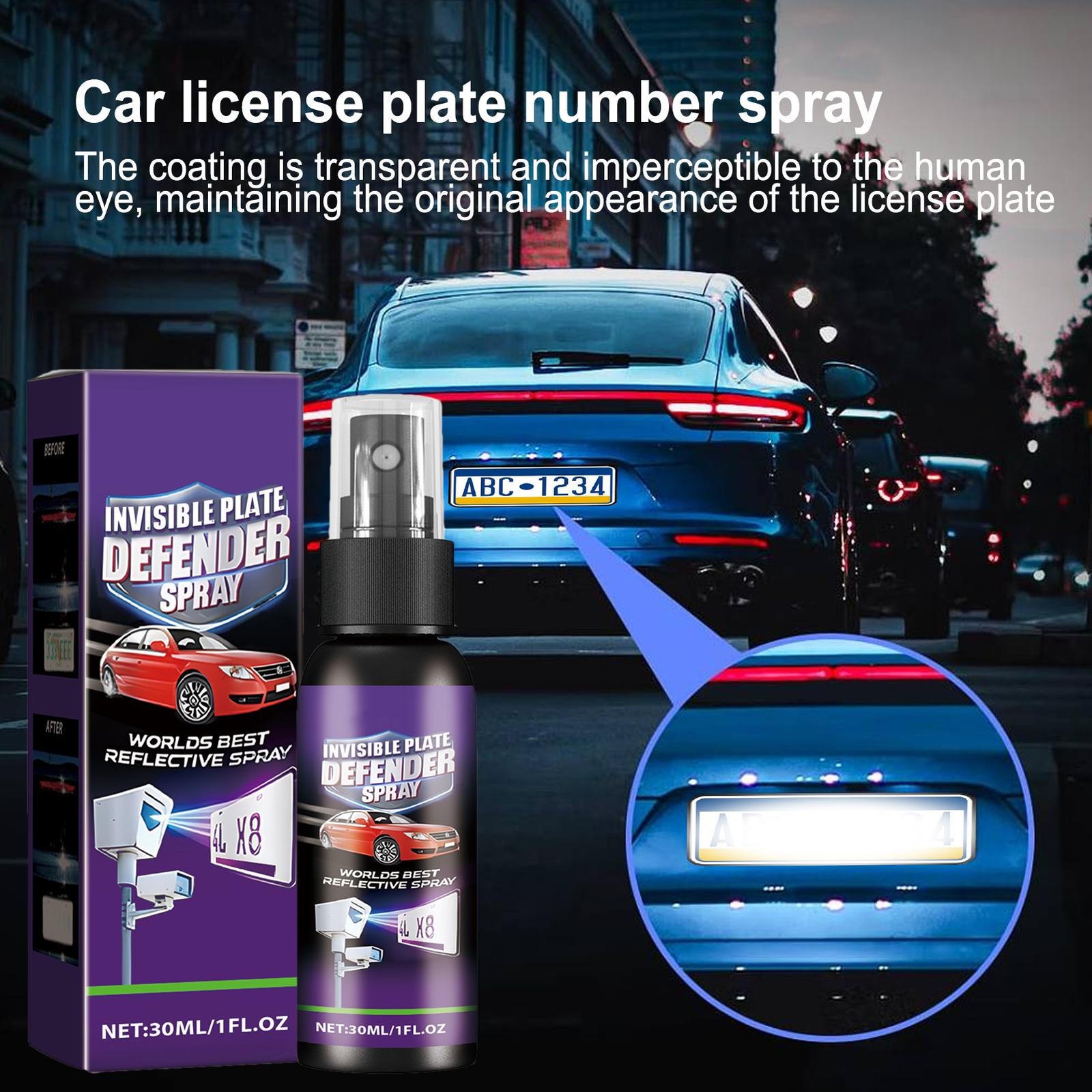 30ml Invisible Licence Plate Defender Stealth Plate Invisible Defender Spray NEW