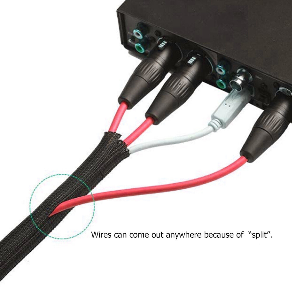 Split Wire Loom, Braided Cable Sleeve Cover Wrap, Cord Protector Reduce Damage