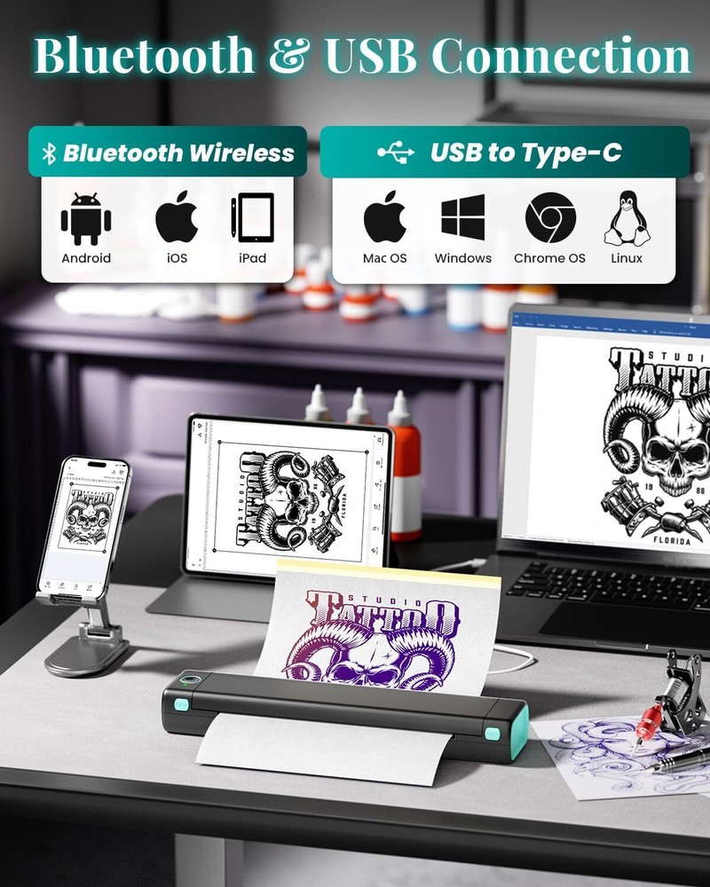 Phomemo M08F Tattoo Stencil Printer A4 Tattoo Transfer Machine Thermal Copier
