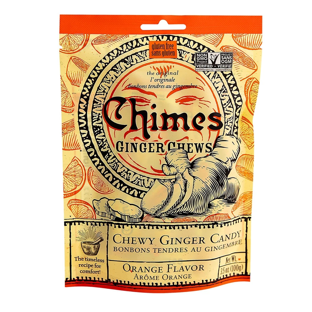 Chimes Orange Ginger Chews Candy (2 Pack) – 3.5 oz Pouch
