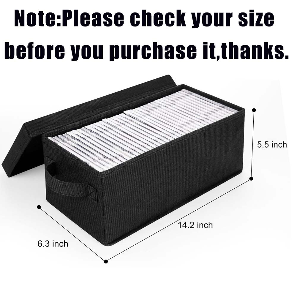 CD Storage Box - Pack of 6 CD Case Storage - 14.2" x 6.3"x 5.5" Stackable