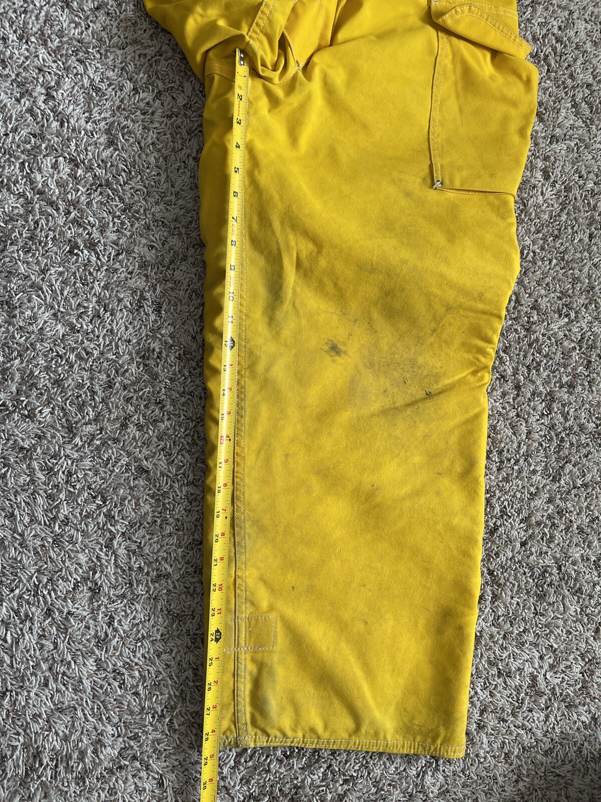 Vintage 70s Janesville Firemaster Lined NOMEX Yellow Suspender Pants Large VTG