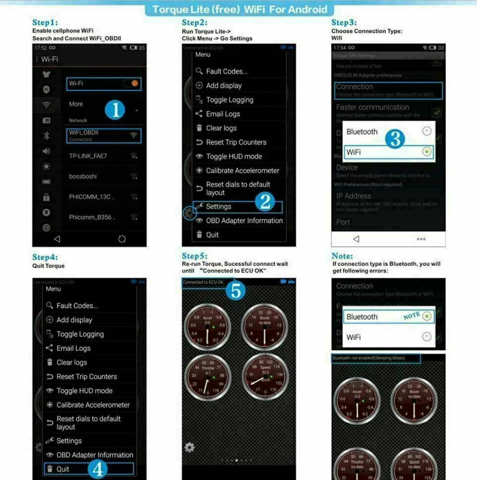 Car Bluetooth Code Scanner Reader ELM 327 Automotive Diagnostic Tool OBDII